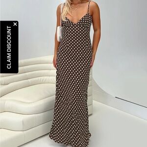 Princess Polly brown polka dot dress